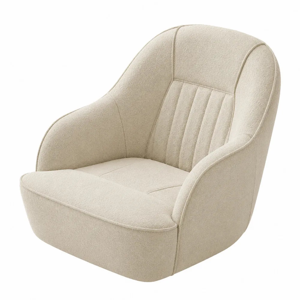 Beige Fabric Lounge Chair with Padded Backrest
