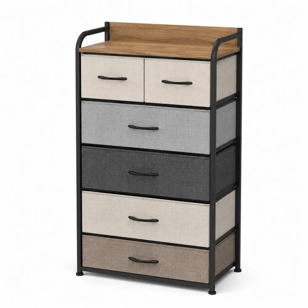 Fabric Drawer Dresser with 6 Drawers and Metal Frame