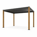 Square Aluminum and Wood Pergola with Adjustable Roof 300cm x 300cm x 250cm