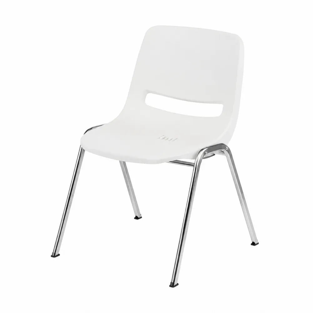 Polypropylene Stackable Chair White with Chrome Legs