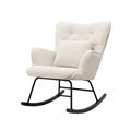 Polyester Fabric Rocking Chair with Cushions Beige 78cm x 70cm x 90cm