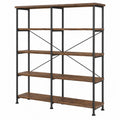 Industrial 5-Tier Bookshelf Metal Frame and MDF Wood Shelves 180cm