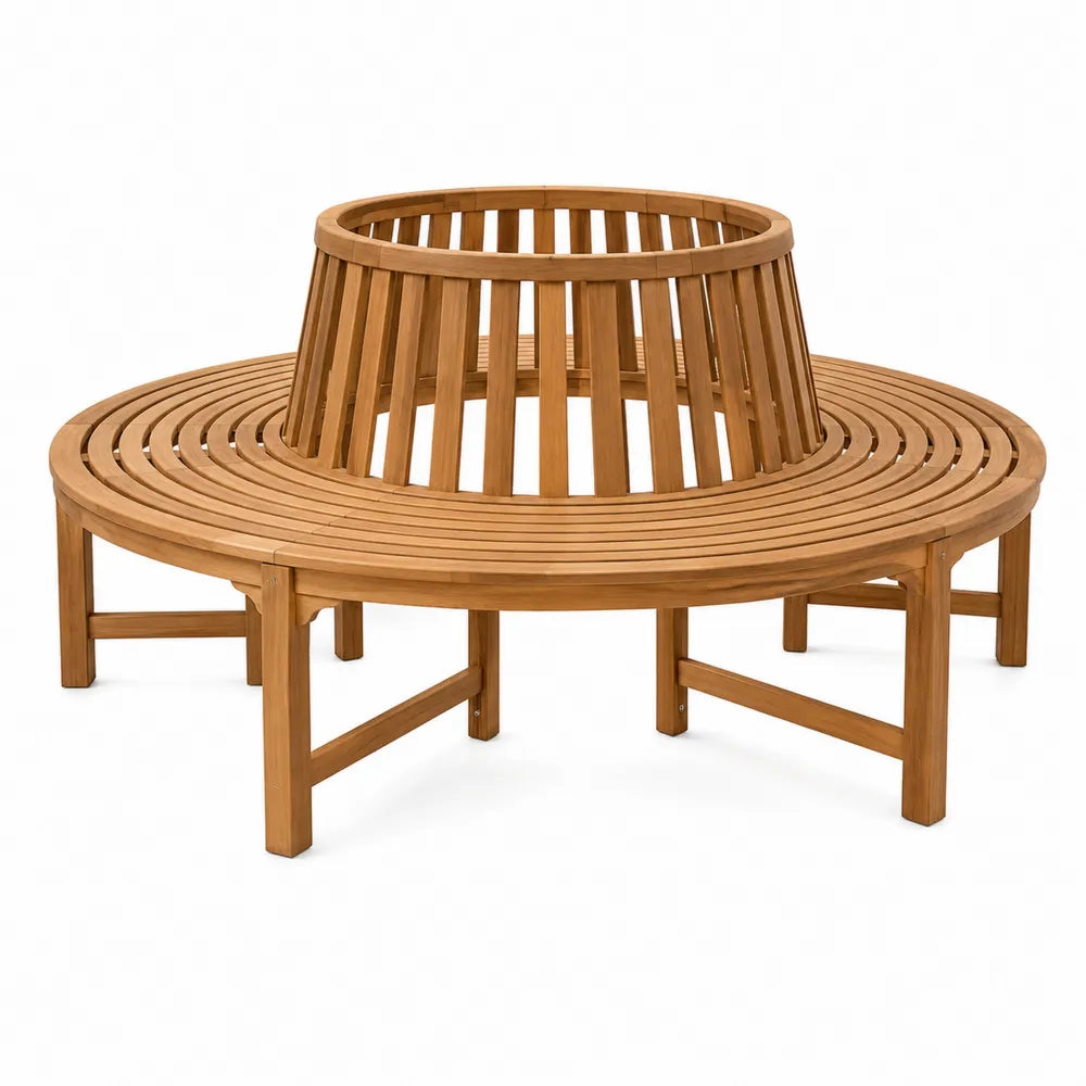 Round Acacia Wood Outdoor Tree Bench