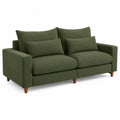 Green Polyester Fabric 3-Seater Sofa with Wooden Legs 210 cm