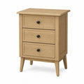 Three-Drawer Oak Wood Nightstand