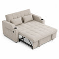 Linen Convertible Sofa Bed with Cup Holders - Beige