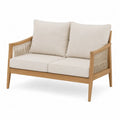 Wooden Outdoor Sofa with Beige Cushions 2-Seater