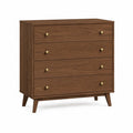 Walnut 4-Drawer Dresser with Brass Handles