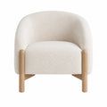 Polyester Fabric Armchair with Wood Legs Beige 75cm x 80cm x 70cm