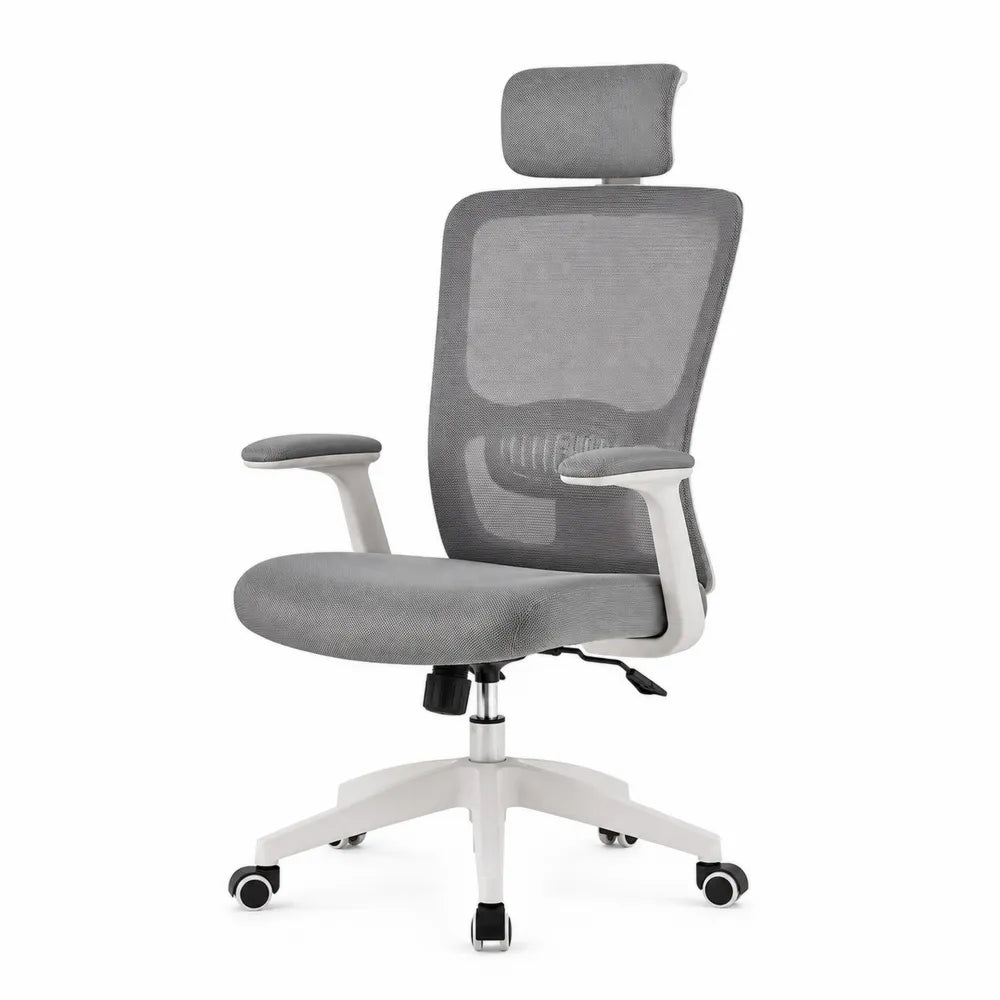 Mesh Adjustable Office Chair with Headrest and Armrests Gray