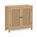 Oak Rattan Sideboard with Hinged Doors 80x90x35 cm
