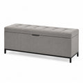 Rectangular Polyester Storage Bench with Metal Legs Grey