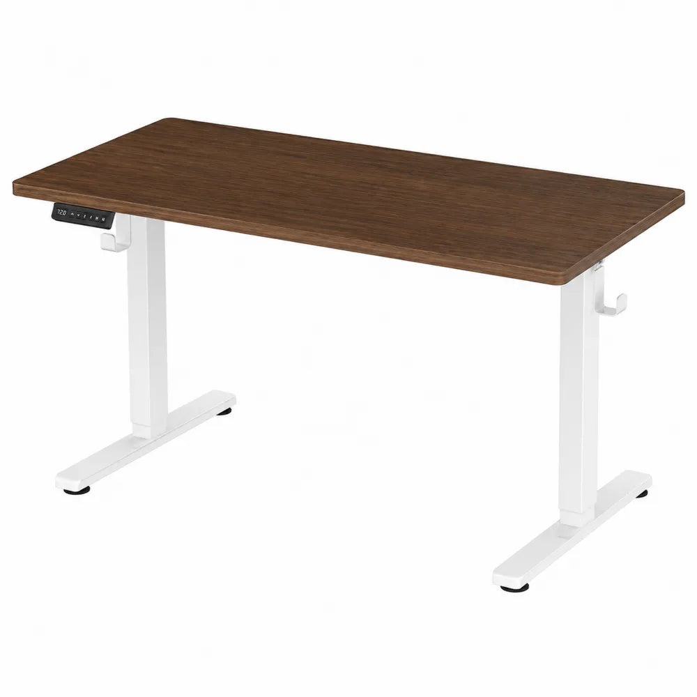 Adjustable Height Desk with Engineered Wood Top and Steel Legs 140cm