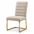 Beige Upholstered Dining Chair with Metal Frame