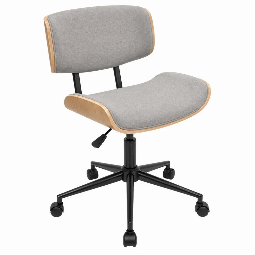 Office Chair with Gray Fabric and Wood Frame