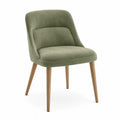 Dining Chair Polyester Upholstery with Solid Wood Legs, Green