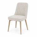 Fabric Dining Chair with Solid Wood Legs Beige 85cm
