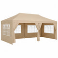 Beige Outdoor Gazebo with Steel Frame and Polyester Fabric 600x300x270 cm