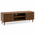 Wood Rectangular TV Stand with Sliding Doors and Cable Management 180cm