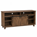 Wood TV Stand with Sliding Barn Doors and Shelves 180cm