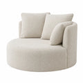 Round Bouclé Lounge Chair with Cushions Beige 120cm