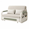 Futon Sofa Bed Wood Polyester Beige 2-Seater with Storage