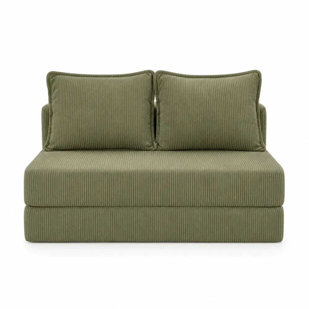 Corduroy Sofa Bed Olive Green 2-Seater