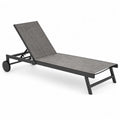 Outdoor Aluminum Chaise Lounge with Adjustable Textile Mesh - Gray