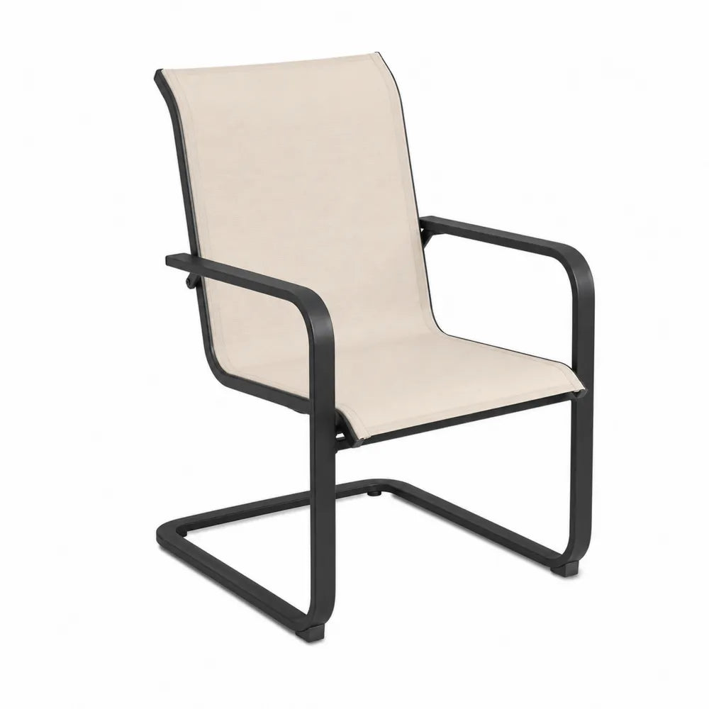 Outdoor Steel Chair with Beige Textilene Fabric
