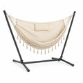 Beige Cotton Canvas Hammock with Metal Frame