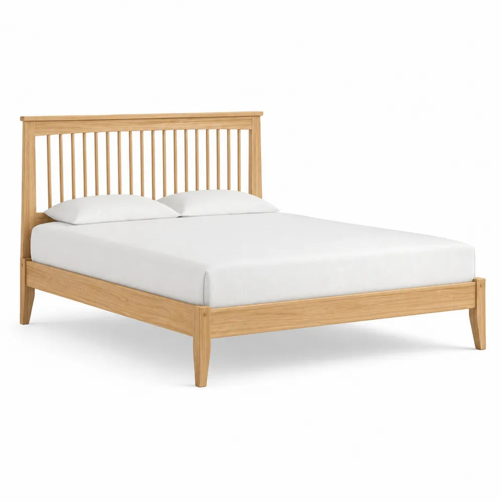Queen Platform Bed Solid Wood Natural Finish 210cm x 160cm x 100cm