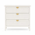 White Wooden Dresser with Gold Metal Handles 3 Drawers