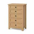 Oak 5-Drawer Dresser, 120cm Height