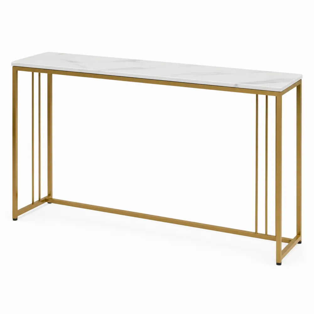 Rectangular Marble Top Console Table with Steel Frame 120cm