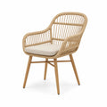 Rattan Rope Wooden Armchair with Polyester Cushion